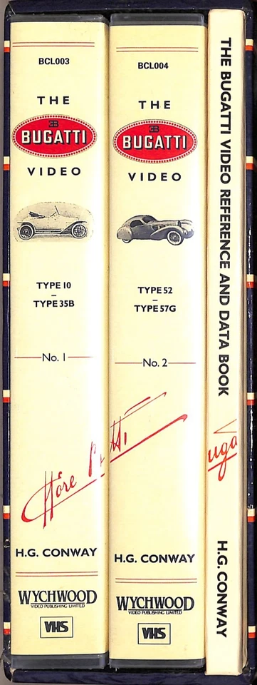HG Conway ~ The BUGATTI VIDEO ~ 2 Volume Box Set with Reference DATA BOOK ~ 1989 - Image 2 of 4