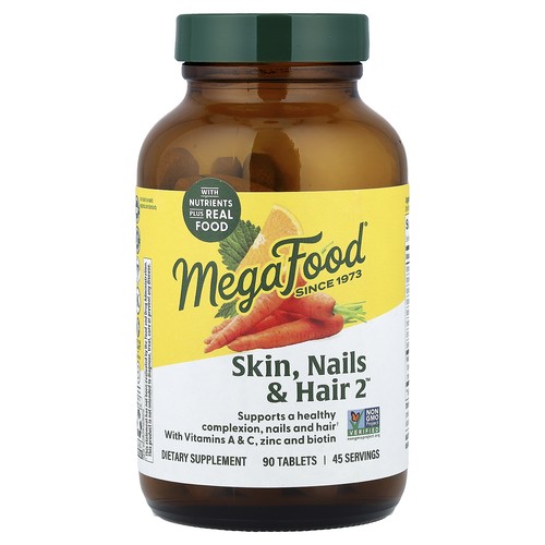 MegaFood Skin Nails  Hair 2 90 Tablets Dairy-Free, Gluten-Free, NSF Certified,
