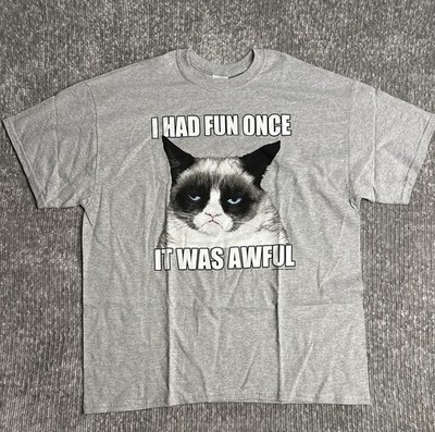 Grumpy Cat T Shirt sz XL I had Fun Once..IT was Awful Gray NWOT