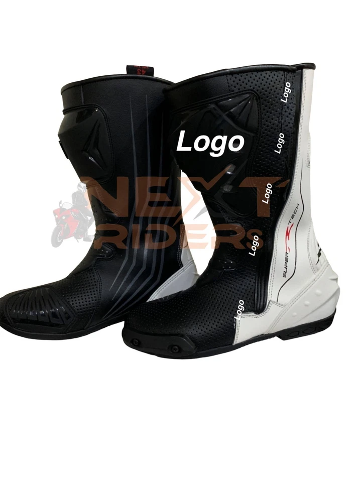 Alpinestar Custom Style Supertech R Racing Boots: White & Black Leather, CE Cert - Image 2 of 4
