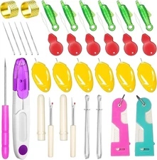 Lechchy 33 Pcs Sewing Tool Kit - with Automatic Needle Threader/Fish Mouth Easy 