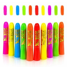 10 Colors UV Face  Body Paint Sticks, Neon Blacklight Face Paint Crayons, UV...