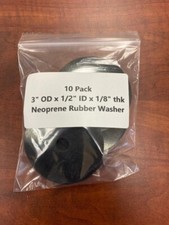 Neoprene Rubber Washer Spacer 3" OD x 1/2" ID x 1/8" thick 10 Pack