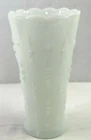 VINTAGE Milk White Glass Vase With Design Great Center Piece & Home Decor