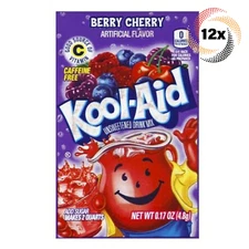 12x Packets Kool-Aid Berry Cherry Flavor Caffeine Free Soft Drink Mix | .17oz