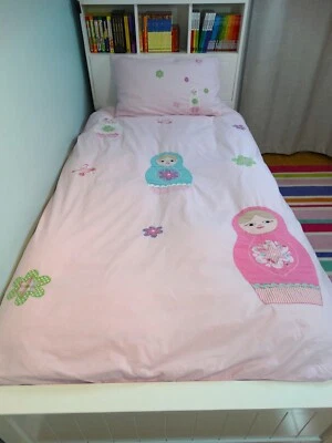 Designer Girls Russian Doll Pink Single Bed Cotton Quilt Cover Set