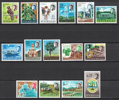BRITISH INDIAN OCEAN TERRITORY:1968 SC#1-15 MNH Seychelles Overprinted AP943