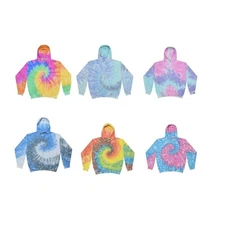Tie Dye Zip Up Hoodies, Adult S to XXXL 80% Cotton, L/S, Pockets, Zipper 
