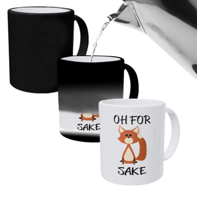 Lustig Oh for Fox Sake weiß/schwarz farbwechselnd Keramik Kaffeetassen Tasse