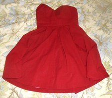Lauren James Strapless Skater Skirt Party Prom Dress Crimson M Sweetheart Bodice