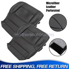 Driver & Passenger Bottom Seat Cover PERFORATED For 14-19 Chevy Silverado Black