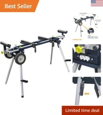 Robust 330 lbs Capacity Folding Miter Saw Stand with 8-Inch Wheels and 110V P...