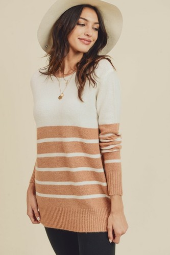 Doe \u0026 Rae Striped Color Block Sweater 