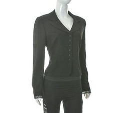 Tahari Arthur s. Levine BLACK JACKET SIZE 10 Women's Lace Trim Button Up Fashion