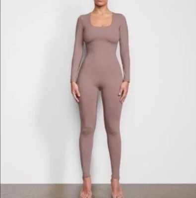 SKIMS All-In-One Scoop Neck Long Sleeve Jumpsuit Umber 4X