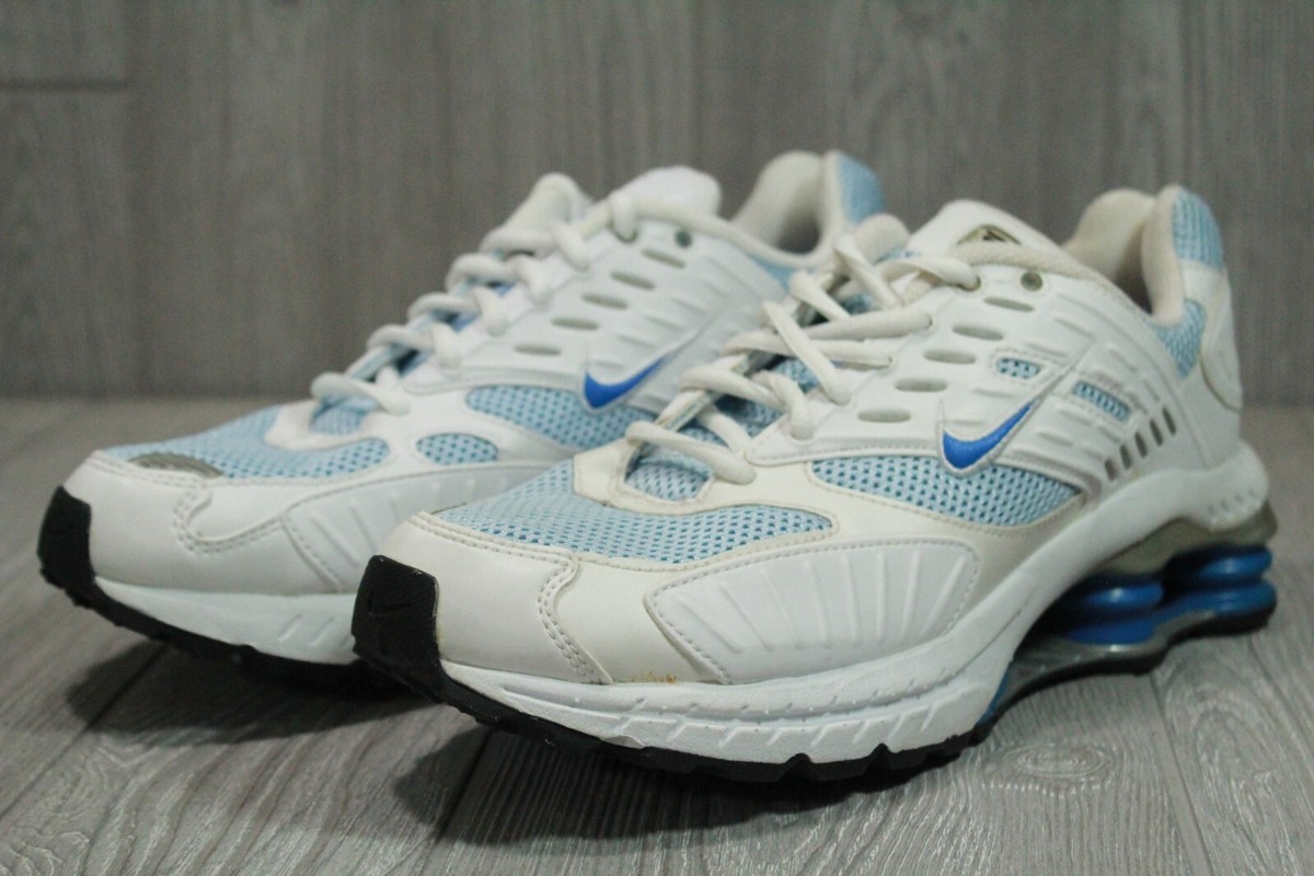 New Rare Nike Shox FSM White Blue Running Shoes 2005 Womens Size