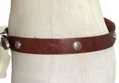 VTG Leegin USA 34-38 Western Belt Brown Hand Tooled Leather  display picture 2