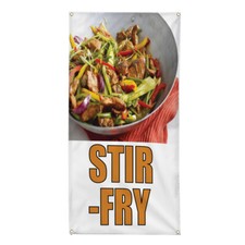 Vertical Vinyl Banner Multiple Sizes Stir-Fry Food Fair Restaurant Cafe Market
