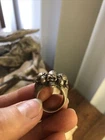 Vintage 925 Sterling Silver Biker Goth Skull Cluster Ring 24.4g, 6.5s