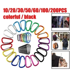 10/200x Aluminum Carabiner D Shape Spring Clip Snap Key Hook Keychain Buckle New