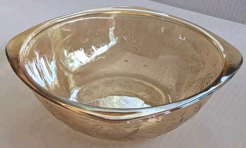 Jeannette Glass Floragold Square Bowl Louisa Marigold Serving Dish Vintage 1950