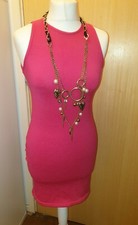 Forever 21 Fuchsia Pink Ribbed Bodycon Dress Size Large Party Festival Outgoing
