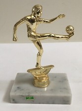 Vintage Soccer Trophy Awards Italy marble base metal figurine