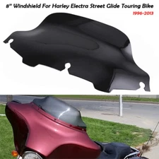 8" Black Wave Windshield For Harley Touring Street Glide Ultra Classic 1996-2013