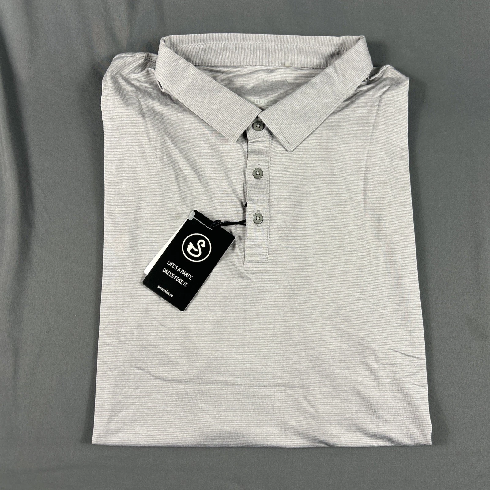 Swannies Golf Shirt Polo Parker Striped 3XL Gray Polyester Spandex NWT MSRP $89