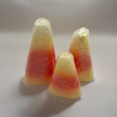 VTG Candy Corn Candles Set of 3 Halloween Decor Fall Autumn Unused Sealed 3.5-5 