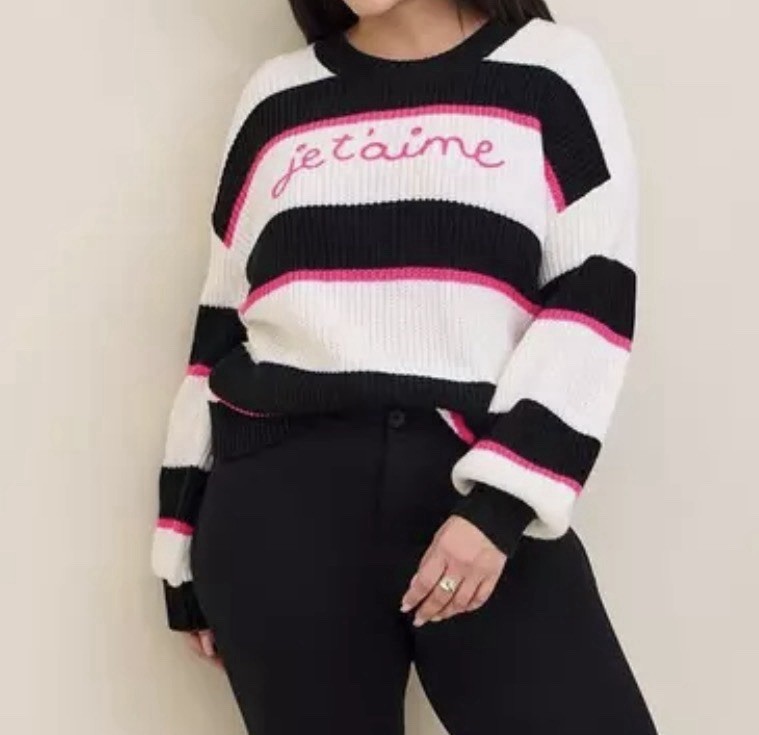 Torrid Pullover Drop Shoulder Crew Neck Sweater B… - image 1