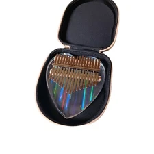 Kalimba 17 Key Holographic Clear Heart With Gold Star Case