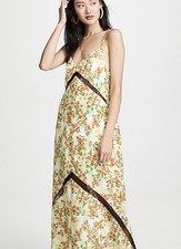 Wayf Floral Slip Maxi Dress Multicolor Lace Trim Strappy Boho Y2K Retro Sundress