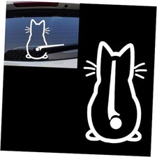 Pack-1 Car Rear Windshield Wiper Sticker, 7.87" x 12.5" PVC Carved Cute Cat