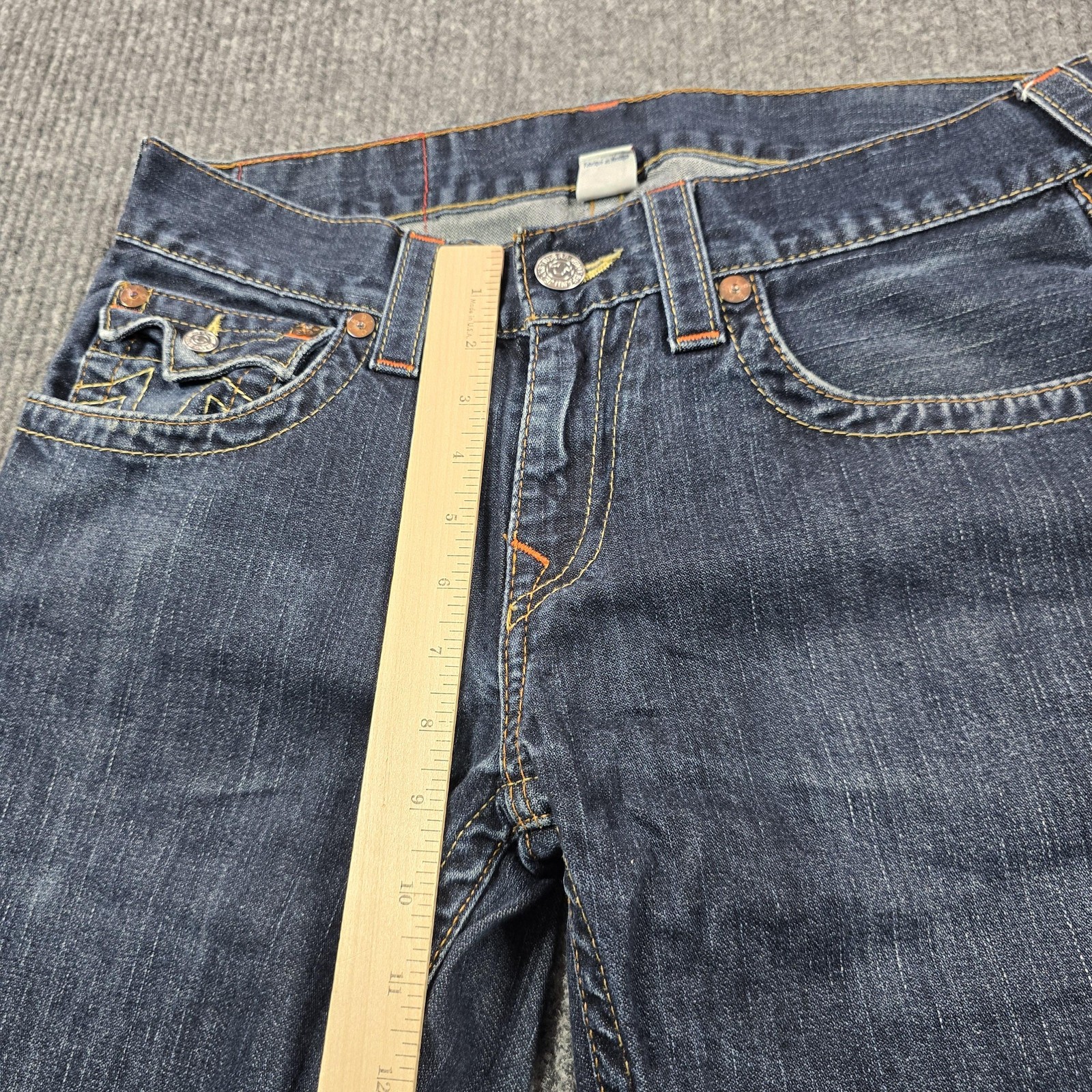 True Religion Skinny Jeans Mens 30x32 Blue Dark Wash Slim Straight Flap Pocket thumbnail 8