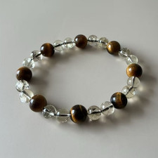 Tigerauge Bergkristall Armband Perlen 8mm Dam...