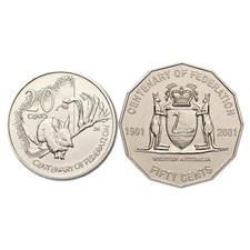 2001 Centenary of Federation 20cent & 50cent - WA - CIRCULATED - BUY NOW