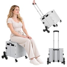 Portable Sport Collapsible Rolling Crate on Wheels for Groceries Office Luggage