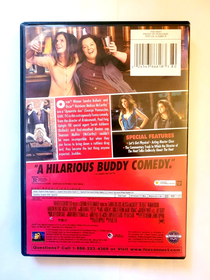 Heat DVD Crime Thriller 1995 R Sandra Bullock Melissa McCarthy Free Shipping - Image 2 of 3