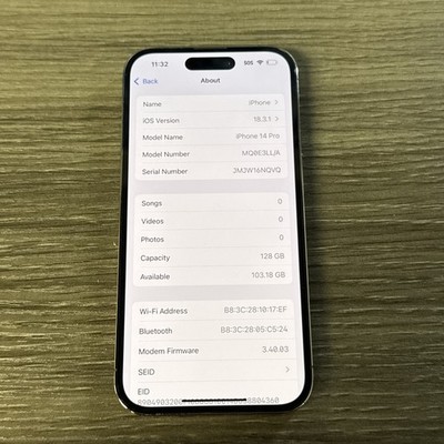 Apple iPhone 14 Pro 128GB Deep Purple Unlocked