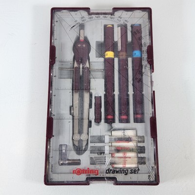 Vintage Rotring Drawing Set with Compass - AS IS -UNTESTED - DRY INK -USED- READ