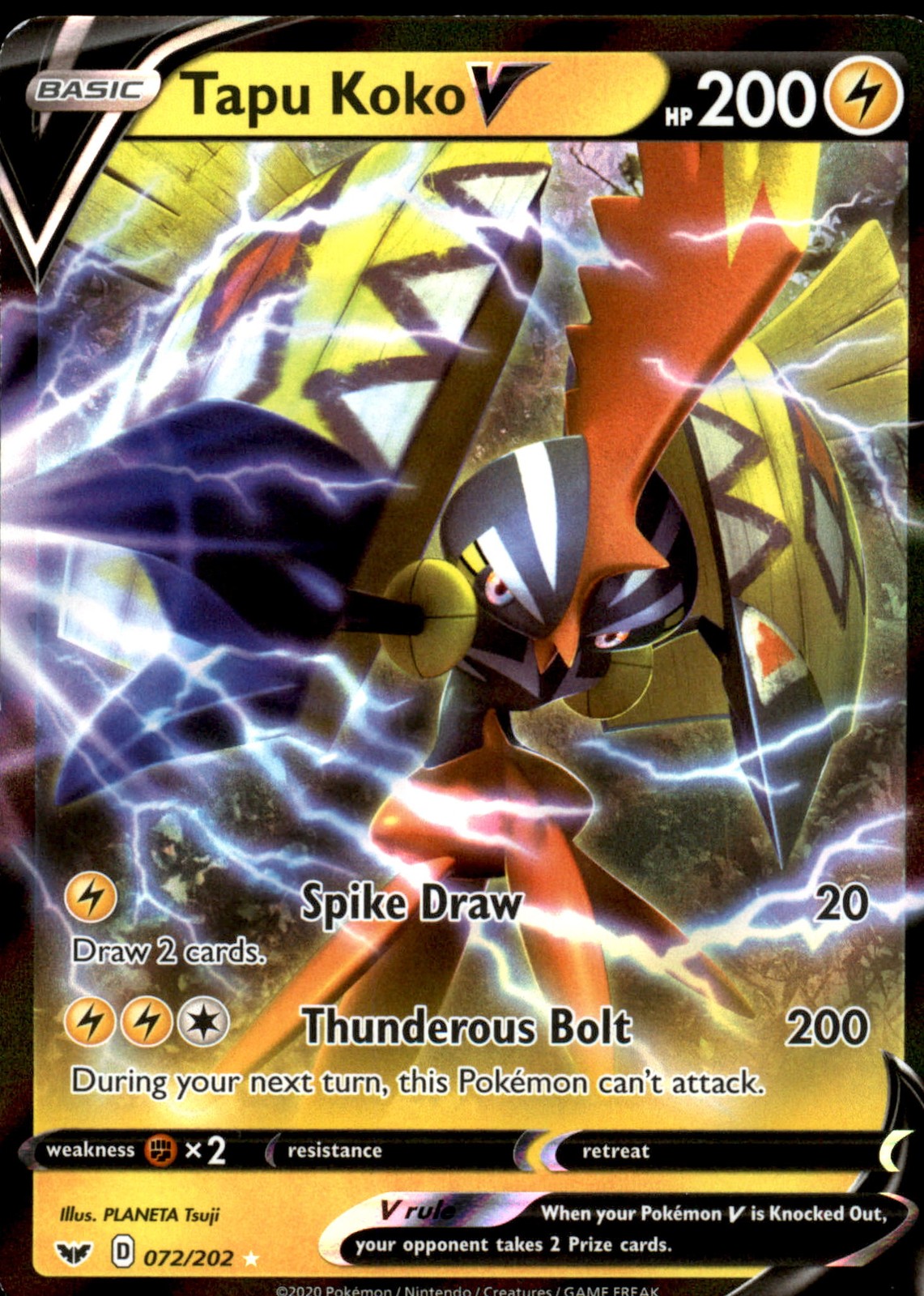 Tapu Koko V 072/202 Ultra Rare - Pokemon SWSH01: Sword & Shield Base Set NM
