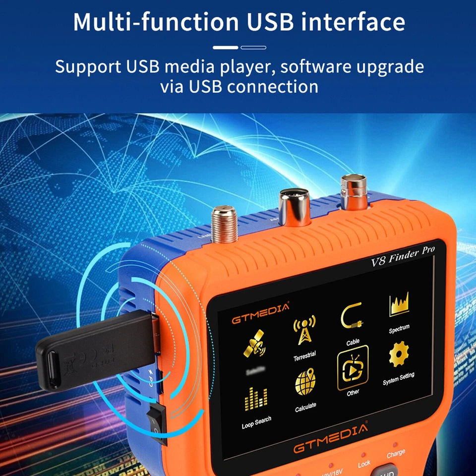 GTMEDIA V8 Finder Pro 1080P DVB-S/S2/T/T2/C Combo Messgerät Satfinder Digital HD - Bild 3 von 4