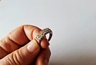 Vintage Sterling Silver Dress Ring sparkly crystals size O.5 marked "925"