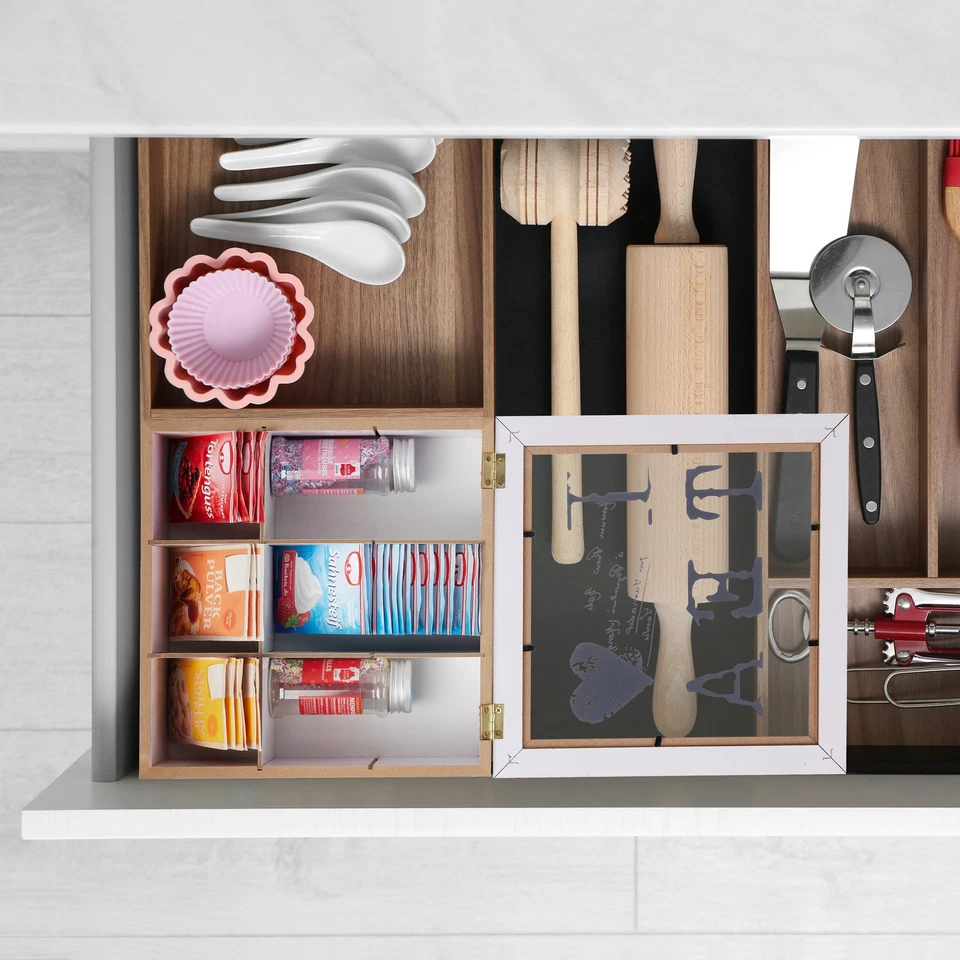 Teebox 9 Fächer Teebeutelspender Teekasten Teebeutel Aufbewahrungsbox Teekiste - Bild 2 von 4