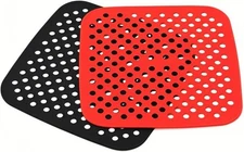 Air Fryer Silicone Liners,2 Pack 8.5 Inch Reusable Large, red & black 