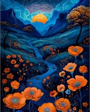 Paint by Number Adult,Moon Canvas Paint by Numbers for Adults Mountains, 16x20in