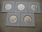 1964 Kennedy Half Dollars  - 5 coins - 90% Silver Circulated condition  - (Dx5)