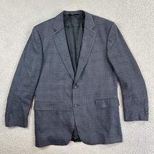 Jos A Bank Silk Wool Blazer Men 44L Blue Plaid 2 Button Lined Sport Coat Jacket