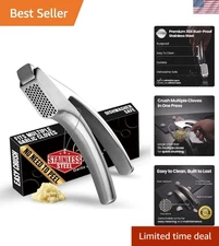 No-Peel Stainless Steel Garlic Press: Effortless Mincing & Easy Cleaning